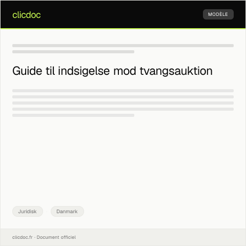 Document preview: Indsigelse mod tvangsauktion — Juridisk, Danmark