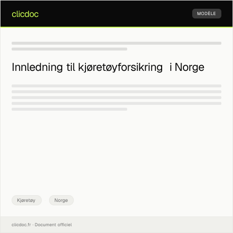 Document preview: Informasjon om kjøretøyforsikring — Kjøretøy, Norge