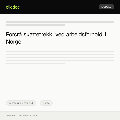 Document preview: Informasjon om skattetrekk ved arbeidsforhold — Impôts & hjelpetilbud, Norge
