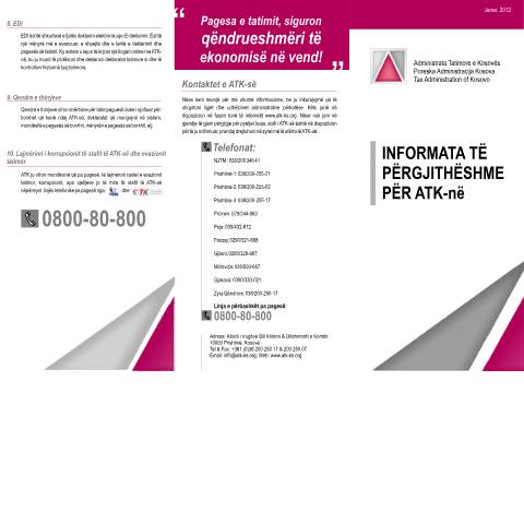Document preview: Informata të përgjithëshme për ATK-në — Fletepalosje, Kosovë