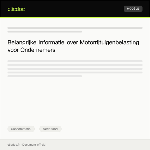 Documentvoorvertoning: Informatie over de motorrijtuigenbelasting voor bestelwagens — Consommatie, Nederland