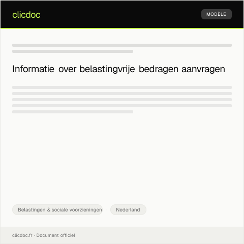 Documentvoorvertoning: Informatie over belastingvrije bedragen — Belastingen & sociale voorzieningen, Nederland