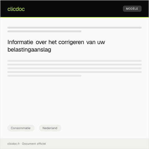 Documentvoorvertoning: Informatie over correctie van belastingaanslag — Consommatie, Nederland