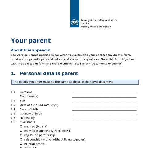 Documentvoorvertoning: Your parent — IND — immigratie, Nederland (CERFA n°0902E)