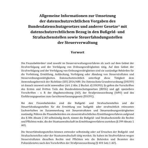 Dokumentvorschau: Infoschreiben_SteuFa_Bustra — BZSt/Informationen_zum_Datenschutz, Deutschland (CERFA n°Infoschreiben_SteuFa_Bustra)