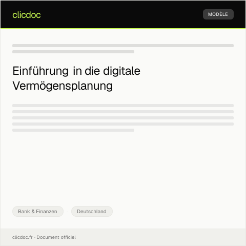 Dokumentvorschau: Informationen zur digitalen Vermögensplanung — Bank & Finanzen, Deutschland