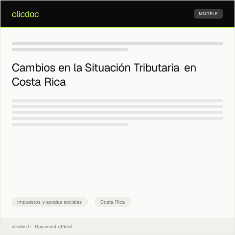 Vista previa del documento Informe de cambios en la situación tributaria ante la Administración Tributaria — Impuestos y ayudas sociales, Costa Rica