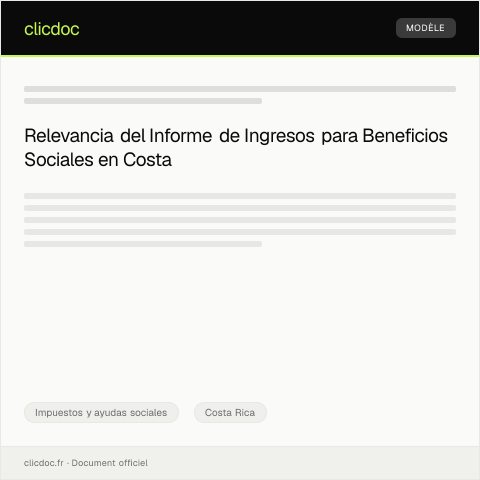 Vista previa del documento Informe de ingresos para beneficios sociales — Impuestos y ayudas sociales, Costa Rica