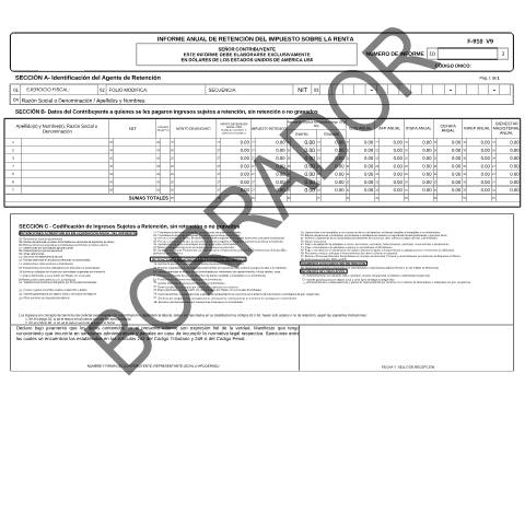 Vista previa del documento F910v9 — Formulario tributario, El Salvador (CERFA n°F-910-V9)