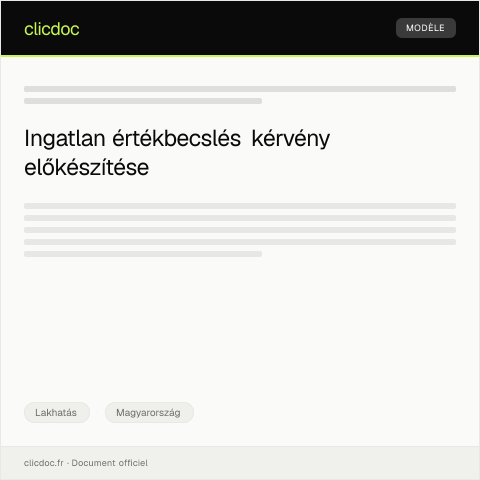 Document preview: Ingatlan értékbecslés kérvény — Lakhatás, Magyarország