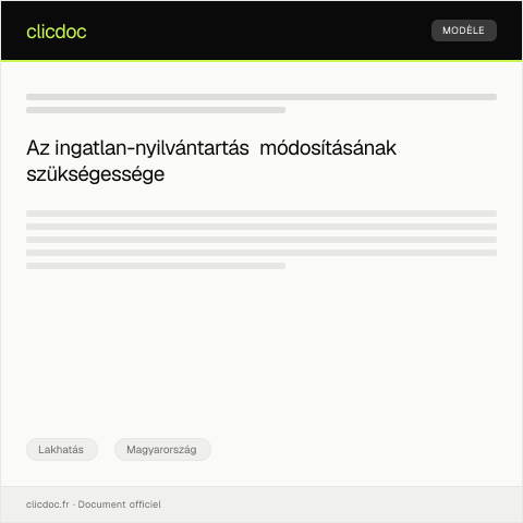 Document preview: Ingatlan-nyilvántartási módosítás — Lakhatás, Magyarország