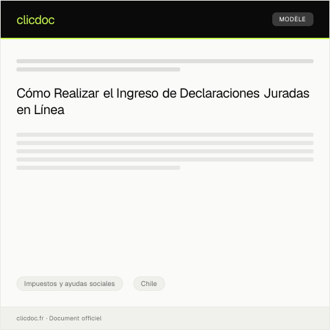 Vista previa del documento Realizar el ingreso de declaraciones juradas en línea — Impuestos y ayudas sociales, Chile