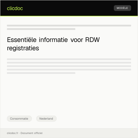 Documentvoorvertoning: Inlichtingen over registraties bij RDW voor belasting — Consommatie, Nederland