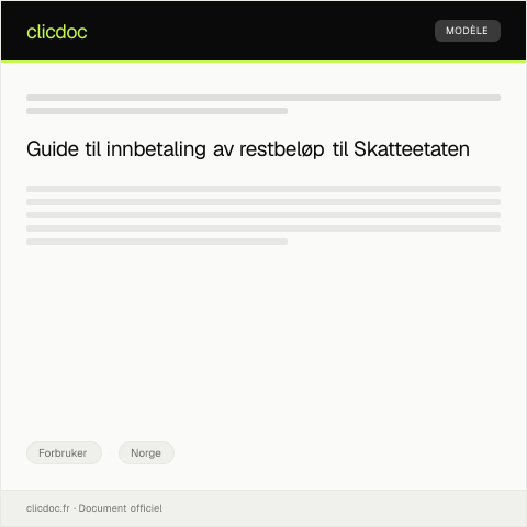 Document preview: Innbetaling av restbeløp — Forbruker, Norge