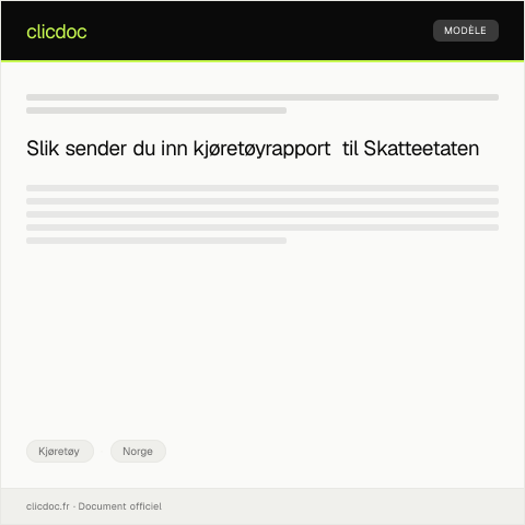 Document preview: Innsending av kjøretøyrapport — Kjøretøy, Norge