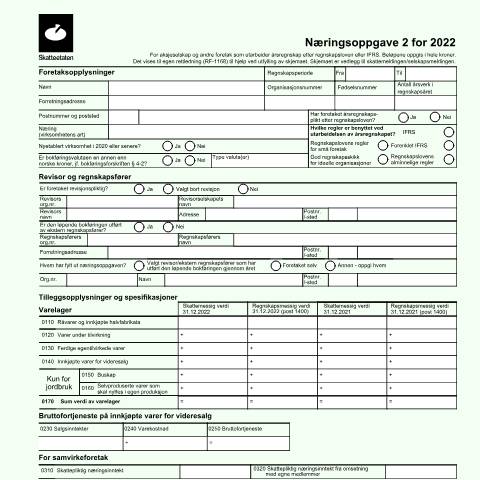 Document preview: Income statement 2 (DISCONTINUED) — Skatteetaten / Forms, Norge (CERFA n°RF-1167)