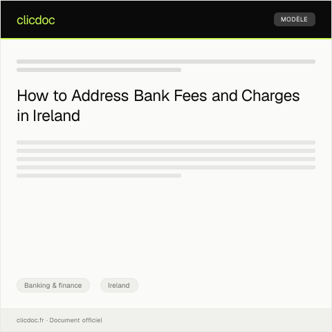 Document preview: Inquiry About Bank Fees and Charges — Banking & finance, Ireland