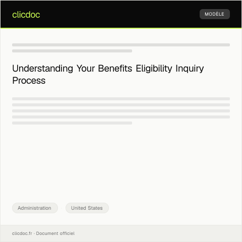 Document preview: Inquiry About Benefits Eligibility Status — Administration, United States