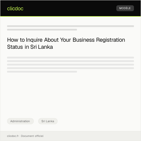 Document preview: Inquiry about Business Registration Status from Department of Registrar of Companies — Administration, Sri Lanka