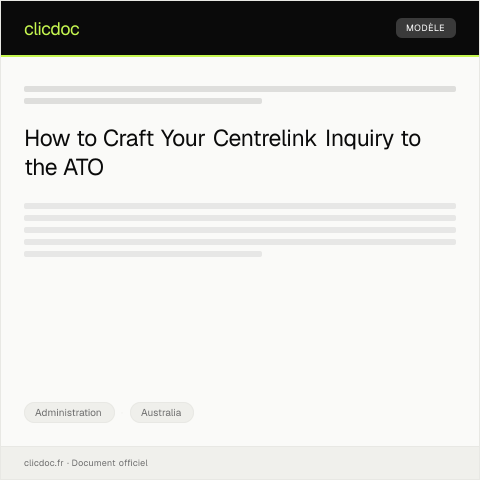 Document preview: Inquiry About Centrelink Benefit Eligibility — Administration, Australia