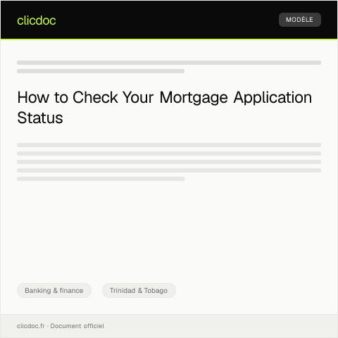 Document preview: Inquiry About Mortgage Application Status with Bank — Banking & finance, Trinidad & Tobago