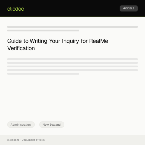 Document preview: Inquiry About Digital Identity Verification via RealMe — Administration, New Zealand
