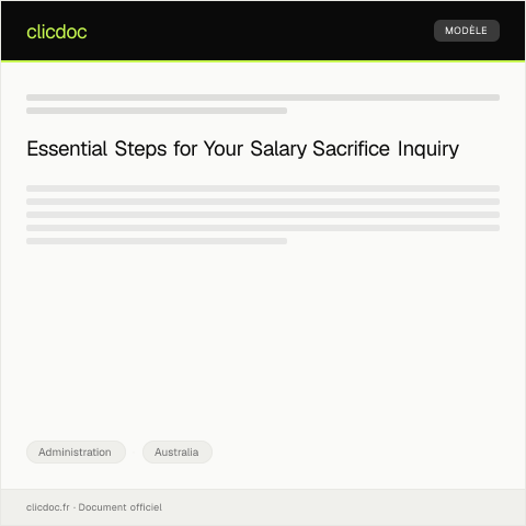 Document preview: Inquiry About Salary Sacrifice Arrangement — Administration, Australia