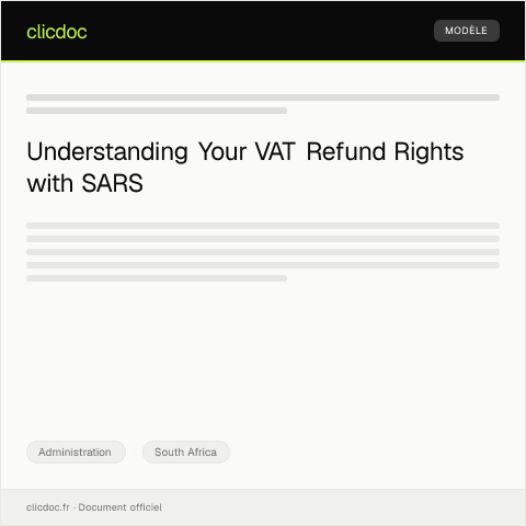 Document preview: Inquiry About VAT Refund Process from SARS — Administration, South Africa