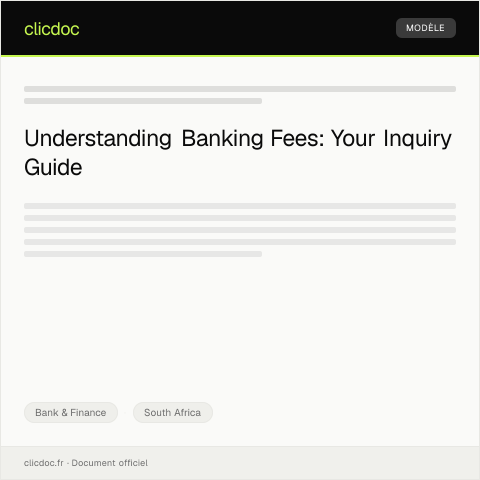 Document preview: Inquiry about Banking Fees and Charges — Bank & Finance, South Africa