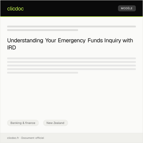 Document preview: Inquiry about Emergency Funds / Pātai mō ngā moni wharaohanga — Banking & finance, New Zealand