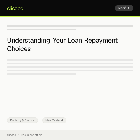 Document preview: Inquiry about Loan Repayment Options / Pātai mō ngā kōwhiringa utu nama — Banking & finance, New Zealand