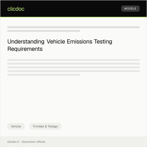 Document preview: Inquiry about vehicle emissions testing requirements — Vehicle, Trinidad & Tobago
