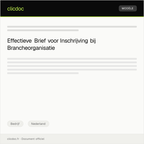 Documentvoorvertoning: Inschrijving bij brancheorganisatie — Bedrijf, Nederland