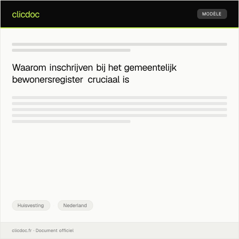Documentvoorvertoning: Inschrijving bij gemeentelijk bewonersregister — Huisvesting, Nederland