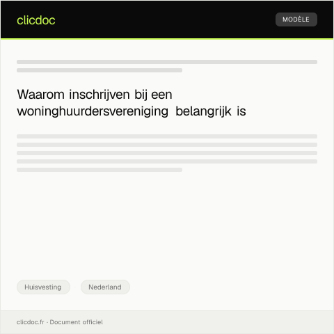 Documentvoorvertoning: Inschrijving bij woninghuurdersvereniging — Huisvesting, Nederland