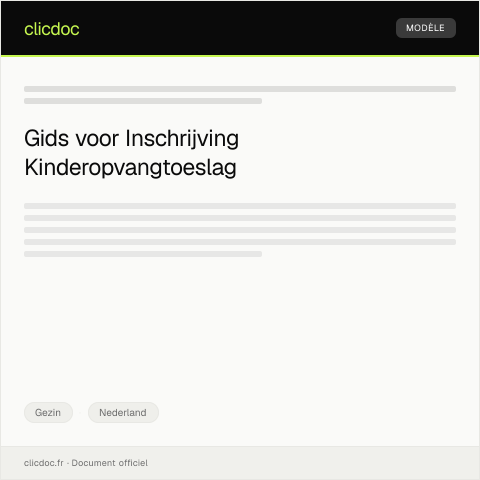 Documentvoorvertoning: Inschrijving voor kinderopvangtoeslag — Gezin, Nederland