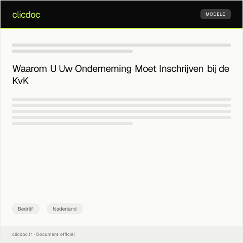 Documentvoorvertoning: Inschrijving startende onderneming bij KvK — Bedrijf, Nederland