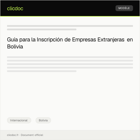 Vista previa del documento Inscripción de empresas extranjeras en Bolivia — Internacional, Bolivia