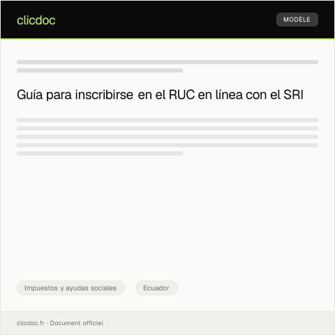 Vista previa del documento Inscribirse en el RUC mediante trámite en línea en el Servicio de Rentas Internas — Impuestos y ayudas sociales, Ecuador