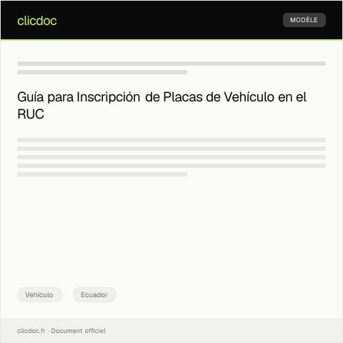 Vista previa del documento Inscripción de placas de vehículo en el sistema RUC — Vehículo, Ecuador