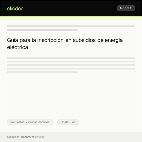 Vista previa del documento Inscripción en programas de subsidios de energía eléctrica — Impuestos y ayudas sociales, Costa Rica