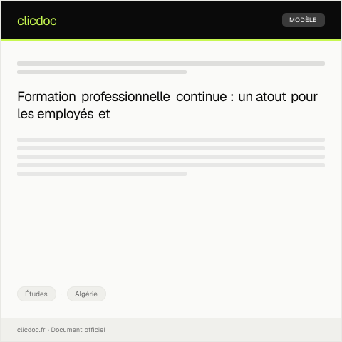 Aperçu du document Inscription à des programmes de formation professionnelle continues — Études, Algérie