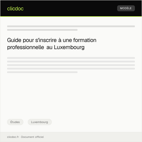 Aperçu du document Inscription à une formation professionnelle ou technique — Études, Luxembourg