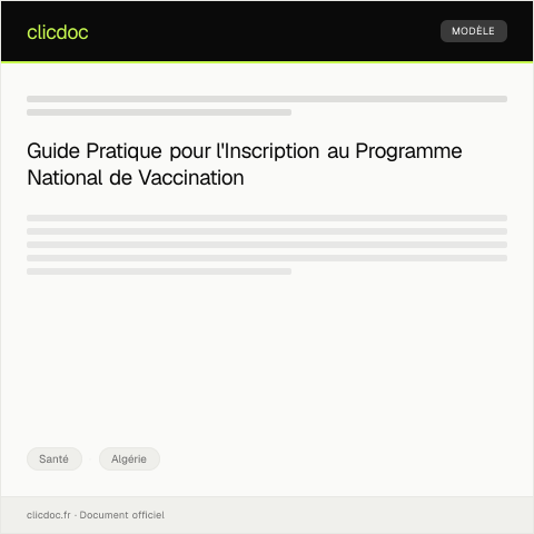 Aperçu du document Inscription au Programme National de Vaccination - Formulaire PNV-40 — Santé, Algérie