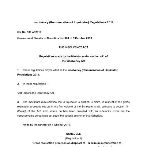 Document preview: GN No. 183 of 2019 — Document, Mauritius (CERFA n°GN-No.-183-of-2019)