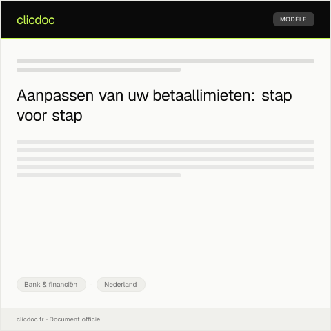 Documentvoorvertoning: Instructies voor het aanpassen van betaallimieten — Bank & financiën, Nederland