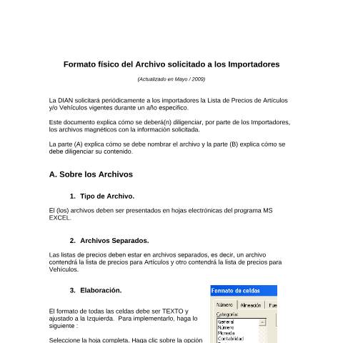 Vista previa del documento Instructivo para reportar lista de precios — Año 2009, Colombia (CERFA n°Instructivo_lista_2009)