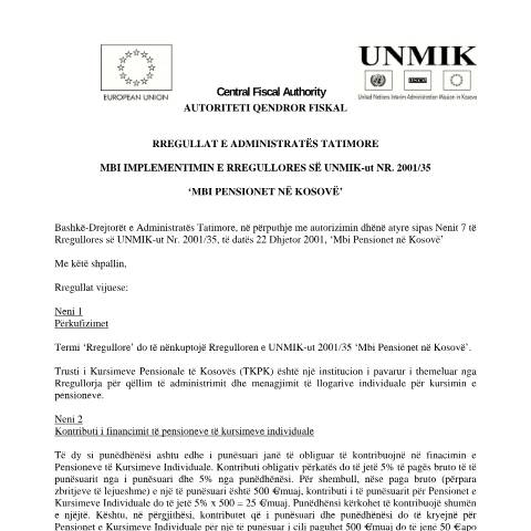 Document preview: Rregullat e Administratës Tatimore — Pensionet, Kosovë