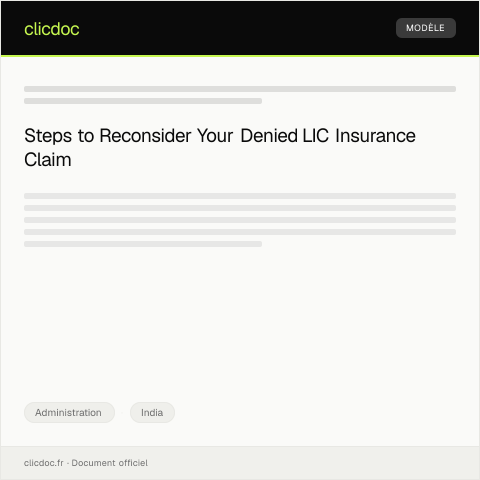 Document preview: Demand for Insurance Claim Reconsideration after Denial by LIC — Administration, India