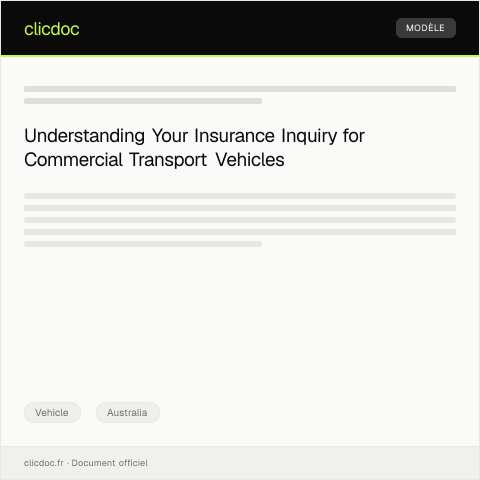 Document preview: Inquiry about Insurance Coverage for Commercial Transport Vehicles — Vehicle, Australia